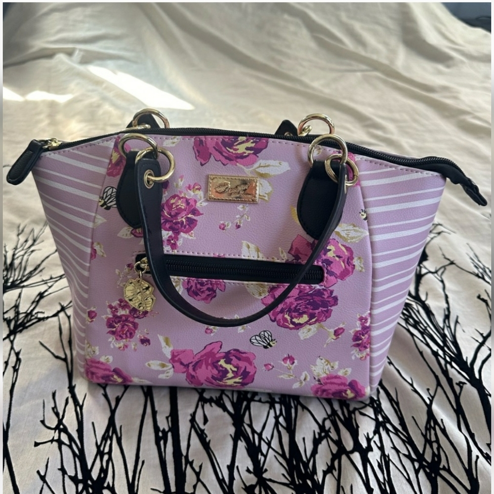 Luv Betsey by Betsey Johnson Honey Bee Floral Striped Satchel